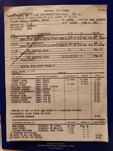 1969 1st FILMING DAY MARCUS WELBY CALL SHEET ROBERT YOUNG /B. BOARD STAND-IN WOW - Bild 1 von 11