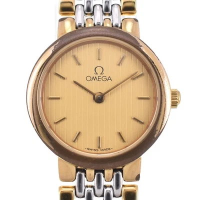 Женские кварцевые часы OMEGA De Ville SS/GP золотой циферблат B#144098 - Изображение 1 из 4