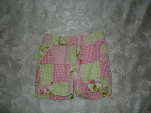 Vintage Girls JANIE And JACK SWIM GARDEN Madras Patchwork SHORTS Sz 6-12 Mos - Picture 1 of 1