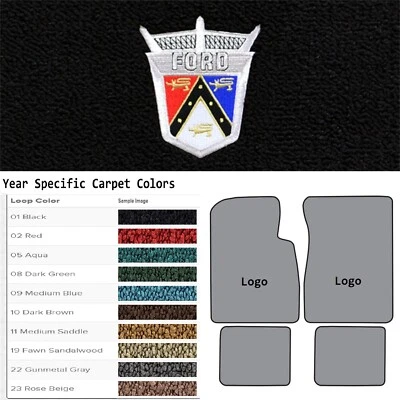 Alfombrillas de bucle ACC 1960-1964 Ford Country Sedán Ford Crest Logo 4 piezas Foto 1 de 4