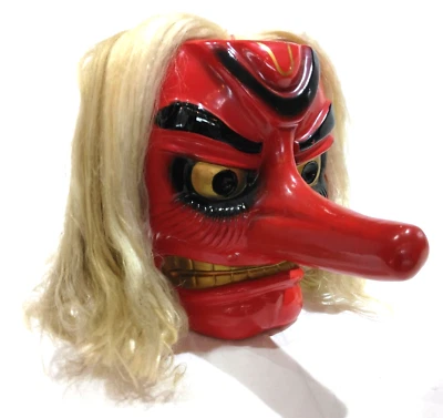 Máscara de cerámica vintage Tengu artesanía tradicional japonesa W8,7 x D7,5 x H8,7 pulgadas 50,4 oz FS Foto 1 de 4