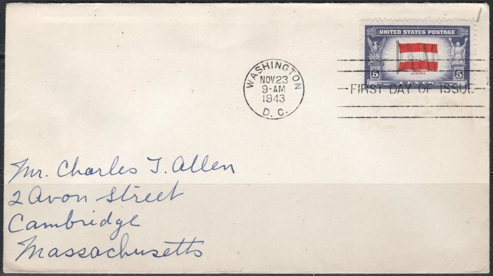 US Scott #919, "Overrun Countries - Austria", Addressed FDC - Image 1 of 1