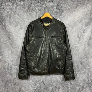 Levis Faux Leather Biker Jacket Dark Brown Size M - Picture 1 of 24
