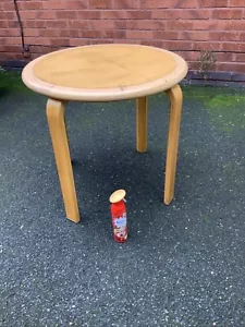 ROUND WOODEN TABLE 22.5” TALL “KINNARPS SWEDEN” - Picture 1 of 12