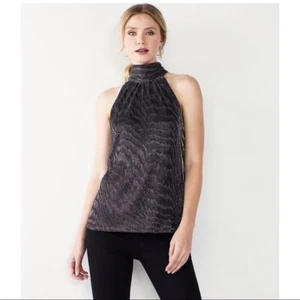 NWT Nine West High Neck Part Tank Black Metallic Size XXL - Picture 1 of 2