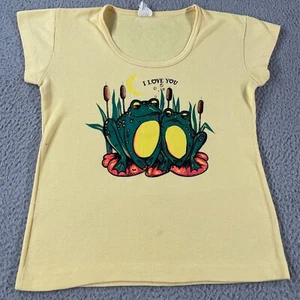Vintage 70s Womens Frogs T Shirt The Rats Hole Las Vegas Yellow Tee Fits Small - Picture 1 of 9