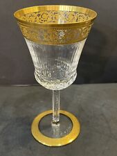 St. Louis Thistle 24k Gold Water Wine Glass 7” Solid Band Perfect Retail $630