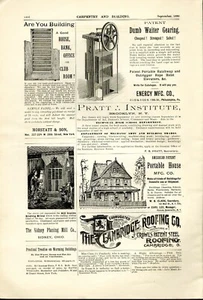 1890 Carpentry Print Ad DUMB WAITER GEARING, PORTABLE HOUSE MFG. CO., STEEL ROOF - Picture 1 of 2