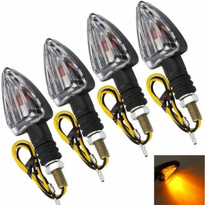 4Pcs Mini Arrow Motorbike Motorcycle Signal Indicators Light Bulb Carbon Amber - Picture 1 of 7