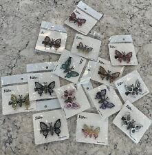 VINTAGE 14 LOT SPARKLE BUTTERFLY HAIR CLIPS GLITTERY Flutter ACCESSORY