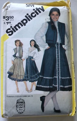 Simplicity Gunne Sax Skirt Vest Blouse Pattern 5191 Size 8 Cottagecore Uncut FF - Image 1 of 4
