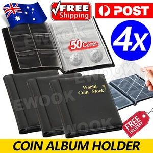 4X Coin Stock Holder Money Storage Penny Collection Album Book 240 Pockets 50 C - Picture 1 of 10