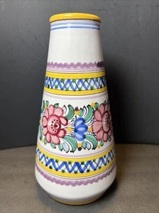 Modra Slov Keramika Ceramic Pottery 8.5” Tapered Vase Czech Republic - Picture 1 of 9