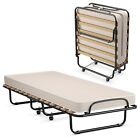 Folding Bed with Memory Foam Mattress Compact Rollaway Metal Bed Sleeper Home