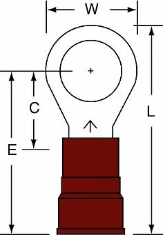 3M 1/4" Stud Size 8 AWG Nylon Insulated Brazed Seam Ring Terminal 50PK - Image 1 of 1