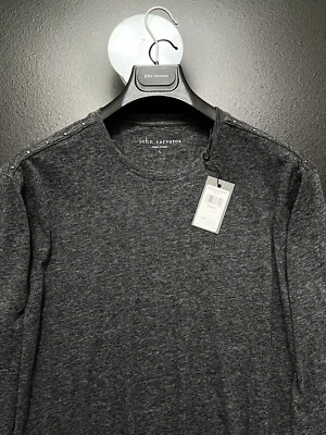 Camisa de lujo John Varvatos para hombre - hombros remachados - agotamiento - L/S - negra - nueva con etiquetas Foto 1 de 4