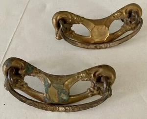 2 Messing Schubladengriffe Schrankgriffe Bronze Vintage 4" - Bild 1 von 6