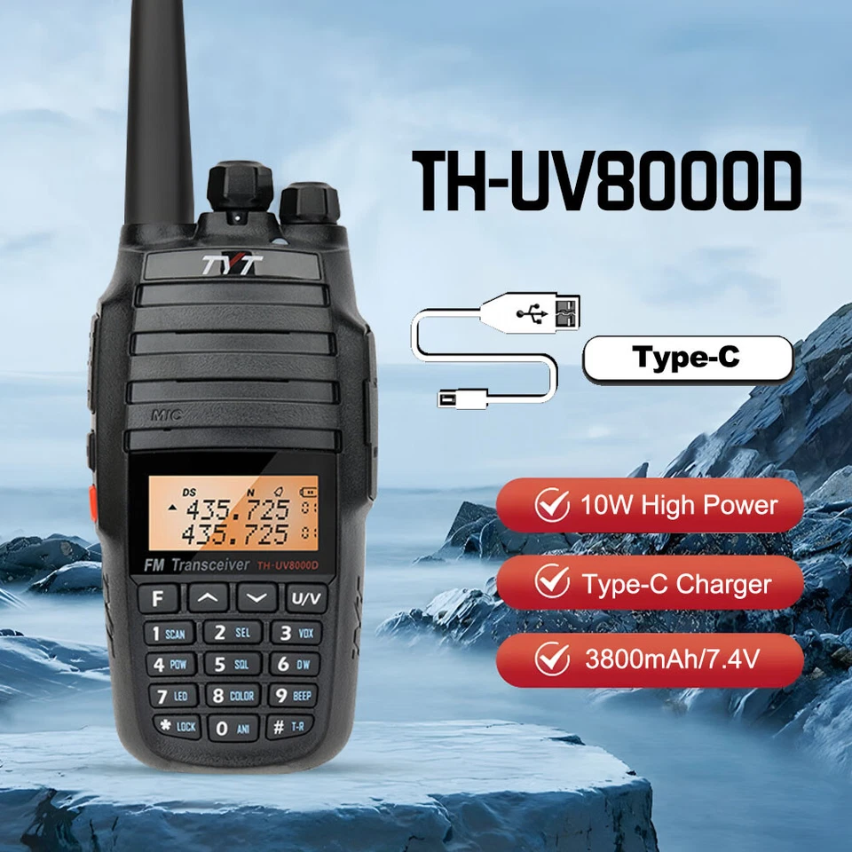 TYT UV8000D 10W UHF/VHF 136-174MHz/400-520MH 3600mAh Cross Band Repeater Radio