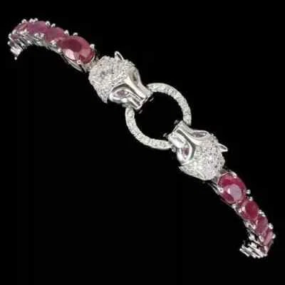 10.50 Ct Oval Lab Created Pink Ruby Bolo Adjustable Tennis Bracelet 925 Silver - Image 1 of 4
