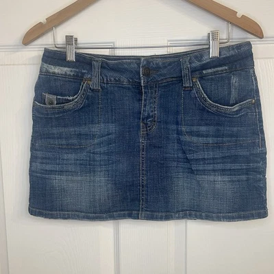 Falda Denim Hidráulica Y2K DE COLECCIÓN Talla 9/10 tiro bajo 5 bolsillos años 90 envejecida Foto 1 de 4