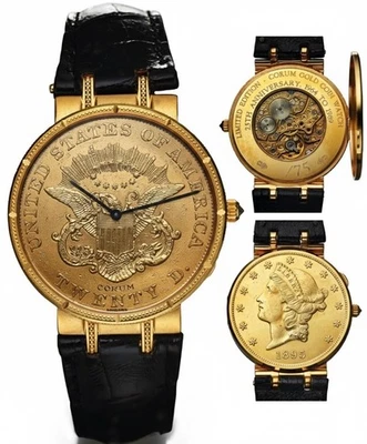 Corum 22k 1895 $20 Gold Coin 25th Anniversary 18k Yellow Gold 35mm Mechanical - Image 1 of 4