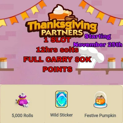 MONO_POLY_GO!!]_THANKS_GIVING_ PAYMENT EVENT! _ 12HRS _SLOT🎰 -AVAILABLE! - Image 1 of 4