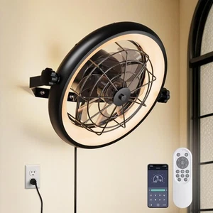 Wall Mount Fan with Remote/App Control, 16" Quiet Wall Mounted Fan with Light... - Picture 1 of 9