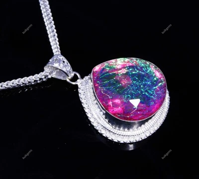 175 Ct Natural Pear Monarch Fire Opal German Silver Pendant & Chain Gemstone - Image 1 of 4