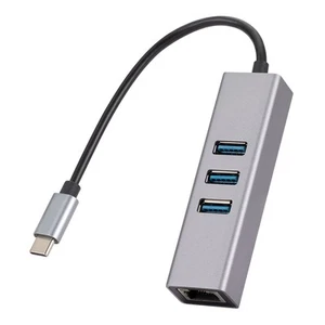 1000Mbps Ethernet Adapter Type-C to RJ45 4 In1 Hub 3 Ports USB3.0 5Gbps OTG6870 - Afbeelding 1 van 6