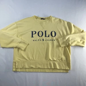 Polo Ralph Lauren Cropped Crewneck Sweatshirt Womens XL Yellow Long Sleeve - Picture 1 of 9