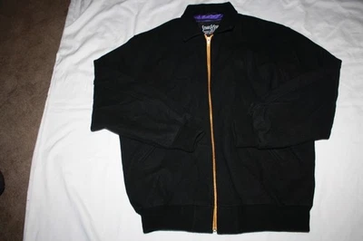 CHAQUETA UNIVERSITARIA VINTAGE STEWART & STRAUSS Letterman’s forro negro púrpura xxl tl Foto 1 de 3