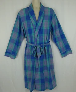 Vintage Neil Martin Plaid House Robe Unisex ~ Blue Purple Pink Turpuoise w/ Belt - Picture 1 of 12