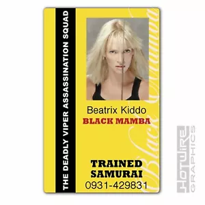 Plastic ID Card (TV & Film Prop) - Beatrix Kiddo BLACK MAMBA Kill Bill Assassin - Picture 1 of 2
