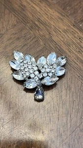 Vintage Juliana? Clear Navette Rhinestone Layered Cluster Brooch Nice! - Picture 1 of 7