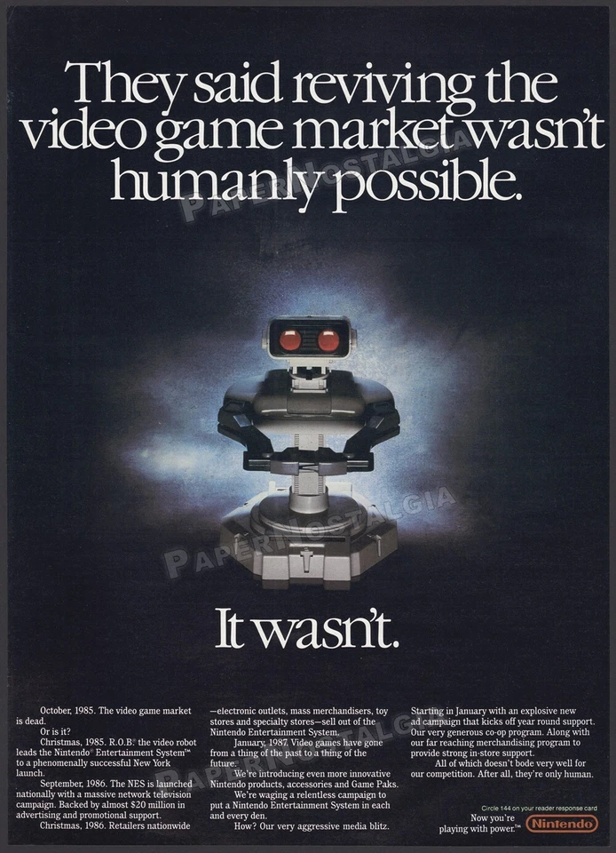 NINTENDO R.O.B. / Robot - Original 1987 early Trade AD / poster / NES game promo - Image 1 of 1