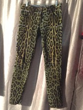Dolce Gabbana Green Leopard Jeans Size 42 Made In Italy