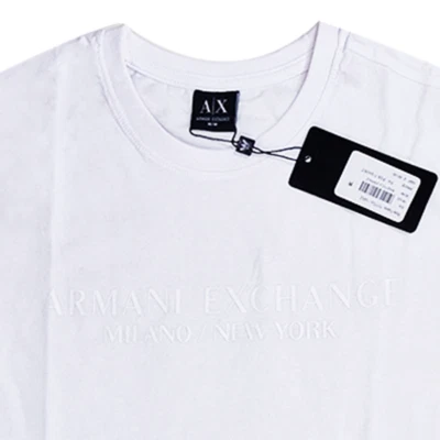 Men's Cotton Armani Exchange Milano NY Logo white Short Sleeve T-Shirt Sale - Image 1 of 4