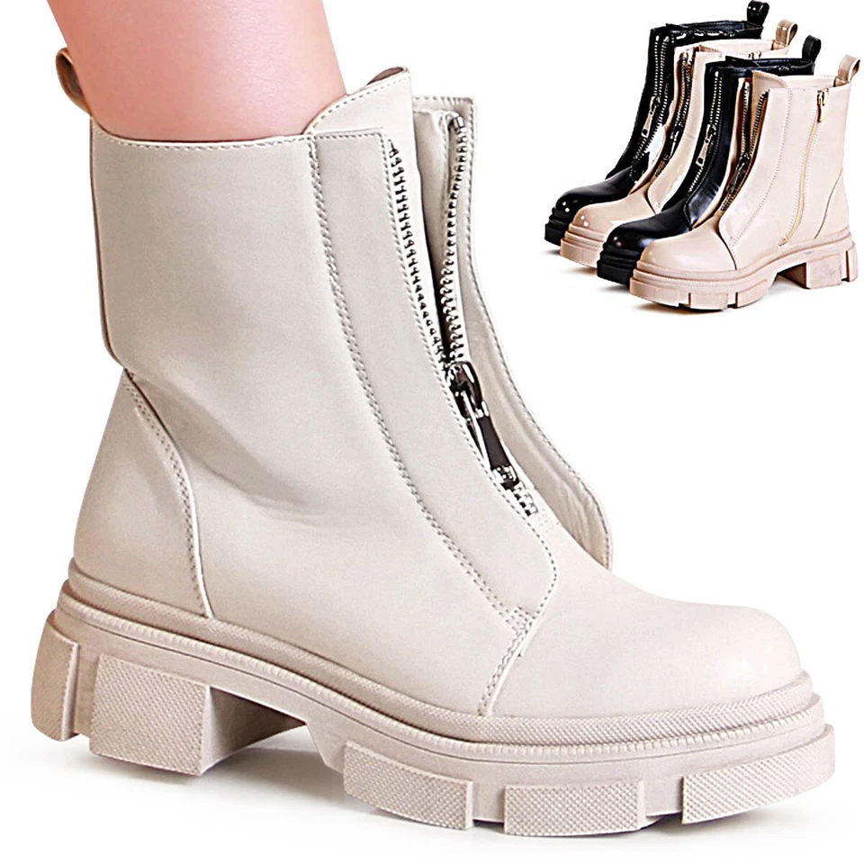 Bottes Biker Femme À Talon Avec Fermeture Éclair ⚡ - Photo 1/1