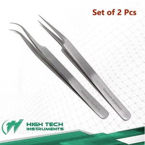 2 Pcs Jewelry Forceps Stainless Steel Watch Repair & Fix with Fine Points - Picture 1 of 2