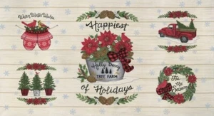 Moda Holly Berry Tree Farm by Deb Strain 56030 11 White 24" Seasonal PanelCotton - Picture 1 of 1