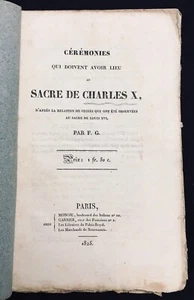 rare plaquette 1825 CÉRÉMONIES QUI DOIVENT AVOIR LIEU AU RÈGNE DE CHARLES X - Picture 1 of 2