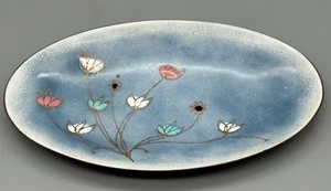 Plato vintage GERTE HACKER esmalte floral en cuenco de cobre 7,5" x 4,5" mediados de siglo - Imagen 1 de 8