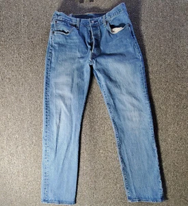 Levis Jeans Men 33x31 Blue 501 Button Fly Classic Straight Medium Wash Tag 33x32 - Picture 1 of 15