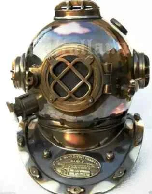 Casco de buceo de latón antiguo de la Marina de los Estados Unidos talla 18 pulgadas Mark V regalo de buceo en alta mar Foto 1 de 4