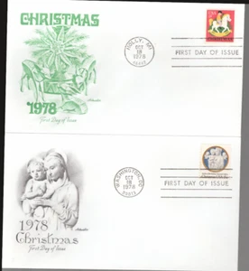 Juego de 2 FDC 1978 - Scott # 1768-69 - números de Navidad - Artmaster Cachet - Imagen 1 de 1