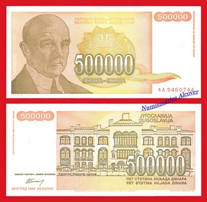 YUGOSLAVIA 500000 Dinara 1994 Pick 143 SC / UNC - Imagen 1 de 1