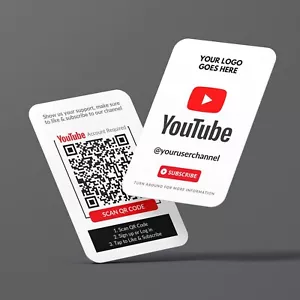 100 Business Cards with Youtube Business Card, Logo QR Code Design, Subscribe - Picture 1 of 8