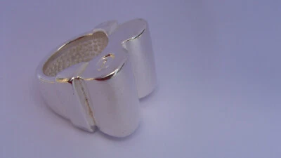 Magnifique Grosse imposante bague Tank argent ring silver taille 62 - Photo 1/4