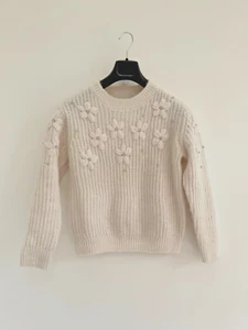 Embellished Jumper Ecru Off White Alpaca Wool Blend 2XS will fit upto UK 10 -NEW - Picture 1 of 8