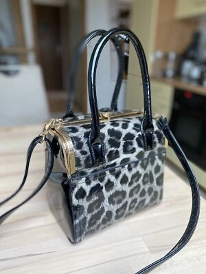 Handtasche Umhängetasche Lack Leopard Gold Schwarz Exklusiv  - Bild 1 von 4